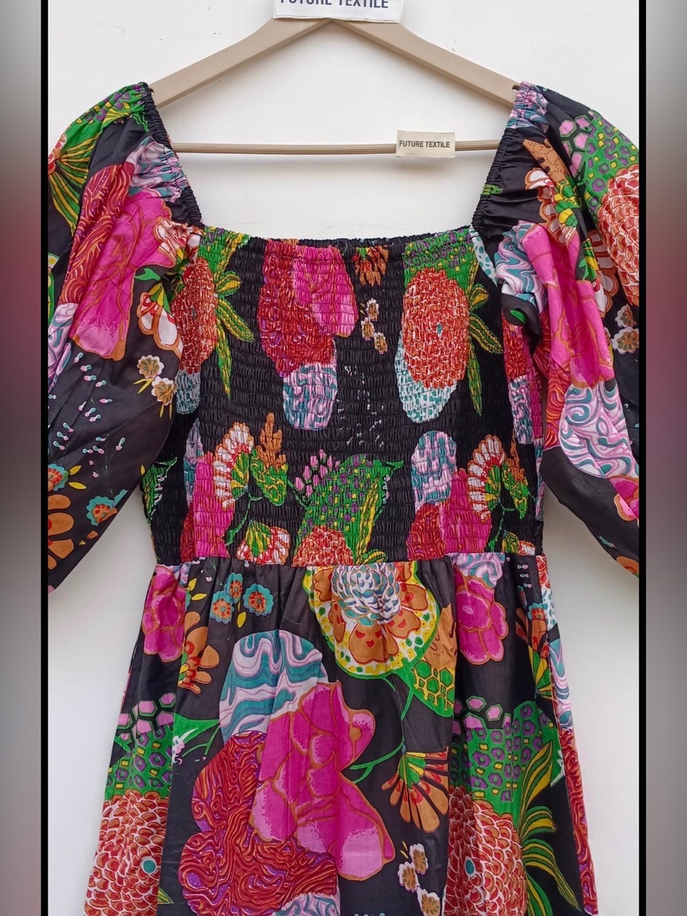 Brand New Floral Cotton Dress Hand Block Printed - Picture 3 of 4